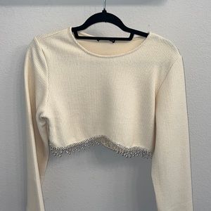 NWT Zara Rhinestone Crop Top